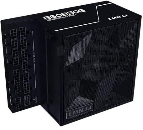 Lian Li EDGE850W Fully Modular Low-Noise ATX Power Supply - ATX 3.1 & PCIE 5.1 Compliant - Cybenetics Gold Efficiency - 12V-2x6 Cable - L-Shape Design - Without USB/Fan Hub - Black (EG0850G.B)