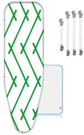 Housse de table à repasser 125 x 45 cm pour Centrale Vapeur, équipée de Tissu Isolant En Maill, Pinces Pour Planche à Repasser