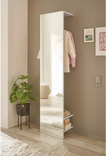 Lomadox Flurpaneel Paneel Garderobenpaneel mit Spiegel in weiß