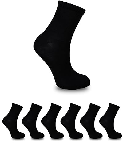 MUD 6-pack tennisstrumpor män kvinnor bomull andas vadderade sportstrumpor perfekta för sportkläder och vandringsstrumpor svart och vit, svart, 36-40
