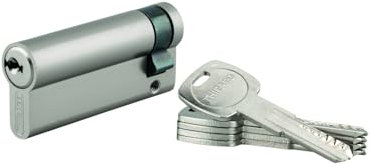 THIRARD - Demi-Cylindre de Serrure Trafic 6 UNIKEY - Laiton - Haute Sécurité - Anti-Arrachement, Anti-Crochetage, Anti-Perçage - Carte Propriété - 60 x 10 mm - Gris - 5 Clés Réversibles