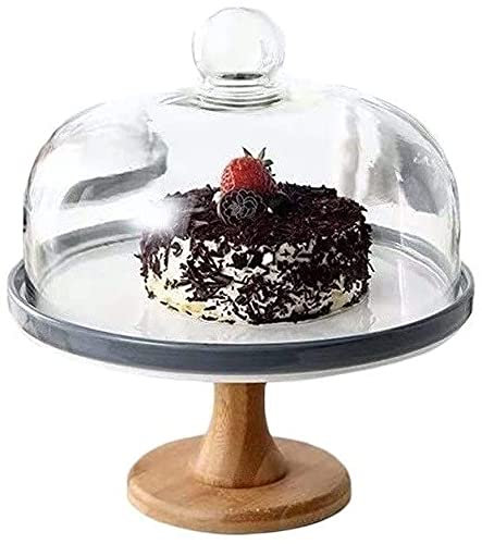 Tortiera con Coperchio in Vetro, Piatto in Porcellana, Supporto per Torta a Cupola per Sushi, Dessert, Insalata (Colore: Grigio, Dimensioni: 11 Pollici) (Grigio 9 Pollici)