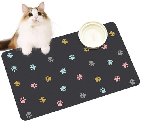 UOPJDD 1 Morceau d'alimentation pour Animaux De Compagnie Diatom Mat De Sol De Boue, Tapis Antidérapant Imprimé À La Griffe, Doux Et Confortable, Fournitures Créatives pour Animaux De Compagnie.
