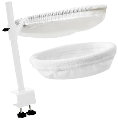 ＡＷＨＡＯ Erhöhtes Katzenbett auf Dem Schreibtisch, Katzenhängematte, Sitzstange für Haustiere, Nestbett mit 2 Waschbaren Matten für Den Schreibtisch, Weiß