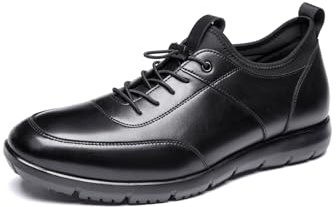 Poerkan Men's Lightweight Business Walking Shoes - Arch Support & Odor-Resistant | PT Approved Black