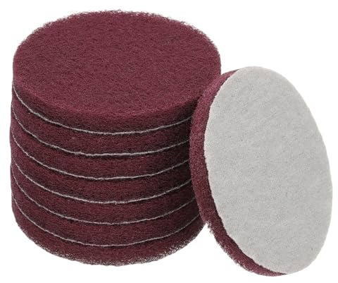 YELARXI Power Scrub Pads, Scrubbing Pads 800 Grits Scouring Discs - Fitting for (Home Kitchen Cleaning - Drill Attachment - Scrubber Replacement) 8 Pcs & 4 Inch & Dark Red