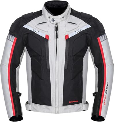oFzimTo Motorradjacke Herren mit CE-Protektoren | Wasserdicht & Winddicht | 600D Oxford | Reflektierend | Sommer & Winter | Motorradbekleidung Männer (Grau,XL)