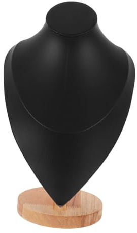 LABRIMP Busto Maniquí Pequeño Negro para Joyas De Madera Maciza Base Estable para Collares y Pendientes, Expositor Adecuado para Tiendas y Colecciones Personales