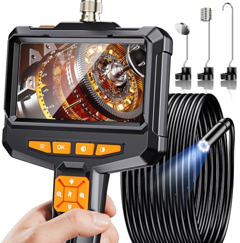 Caméra endoscopique avec lumière, caméra endoscopique de 4,3 pouces, caméra tubulaire HD 1080p avec 8 lumières LED réglables, IP67, étanche et semi-rigide, caméra d'inspection pour moteur automobile 5