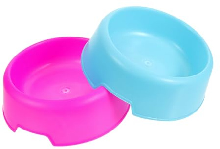 Lurrose 2 Stück Bunte Plastik Haustierfutternäpfe für Kleine Hunde und Katzen Langlebig Große Kapazität Leicht zu Reinigen Praktische Futterschüssel für Futter und Wasser