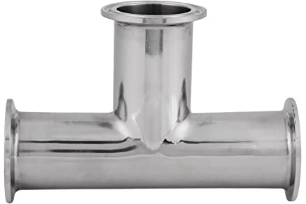 Stainless Steel Clamp Tee Sanitary Fitting 3 Way High Temperature Proof Mirror Finish for Pharmaceutical Food Beverage Industries SUS304 Material 38mm Diameter 1.5mm Thickness
