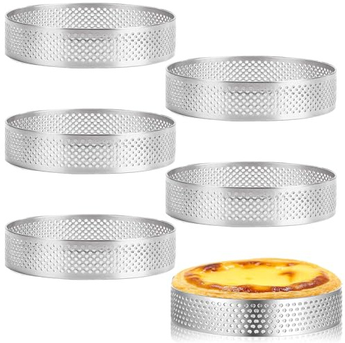 YXHZVON 6 Stück Runder Tortenring, 10CM Edelstahl Speiseringe, Tortenringe mit kleinen Runden Löchern für Mousses, Desserts, Kuchen, Backen & Anrichten