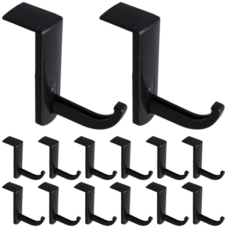 MOLUCKFU Lot de 20 Crochets Adhésifs Noirs pour Casque Audio, Supports Muraux Bureau, Organiseurs pour Écouteurs, Compatibles Gaming et Pc, Fixation Solide sans Perçage, Accessoire Bureau
