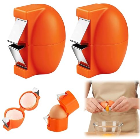 Egg Shell Opener, 2 Pcs New Multifunctional Peeler Shell Remover for Raw and Hard Boiled Eggs, Stainless Steel Egg Cracker Shell Opener Egg Cracker Tool for Home Kitchen