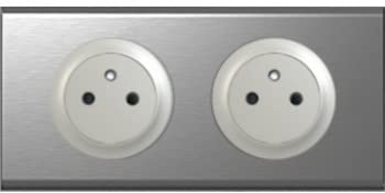 Double Prise 2 P+T Céliane Inox Brossé, Surface