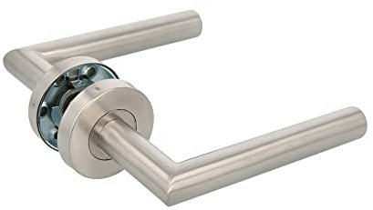 Amig - Jeu de poignées avec rosette de porte | 136 x Ø19 mm | Carré de 8 mm | Poignée design élégant et simple | Acier inoxydable argenté mat