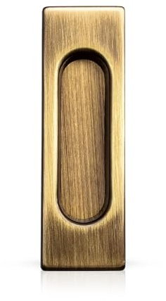 JUVA Bouton de Meuble Poignée Commode Porte | 3663 | 125 x 40 mm | 1 Pièce - Poignée style rustique antique avec vis | Laiton Bronze Bruni | Poignée coquille porte coulissante Poignée encastrée carrée