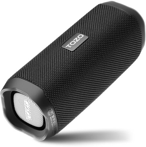 TOZO PA2 Enceinte Bluetooth avec 2000mAh 25 Heures d'Autonomie EQ Ajustement Imperméable Soutien Appels Noir