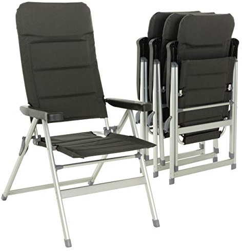 NEXOS 4er Set Premium Klappstuhl, gepolstert aus Polyester/Alu - Farbe: Schwarz Grau