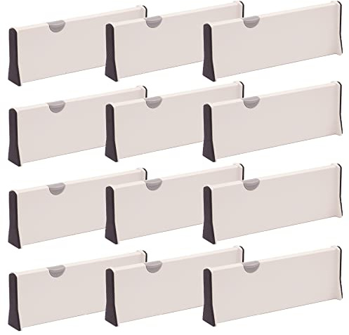 DIOMMELL 12-pack justerbara plast vita lådavdelare organisatörer, expanderbar infällbar, omedelbart lösare kök, badrum, sovrum, byrå, babylåda, kontor