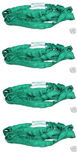 BA Products Qty. 4, 38-RSG-10-x4, 10' Green Round Sling/Endless Loop Sling for Wrecker, Tow Truck, Crane, Lifting Strap