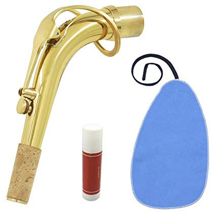 Alt Saxophon Biegung Hals, Messingmaterial Sax Hals mit Sauberem Tuch Cork Grease Instrument Zubehör für Alto Sax Spielen Sie Instrumentenzubehör