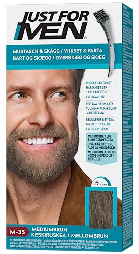 Nur für Aber Schnurrbart und Bartfarbe mittlerbraun, beseitigt graue Haare für einen dickeren und volleren Look - M35.
