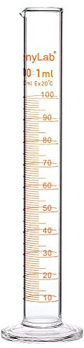 stonylab 1-Pack Graduated Cylinder, Borosilicate Glass 100 ml Heavy Wall Graduated Glass Measuring Cylinder