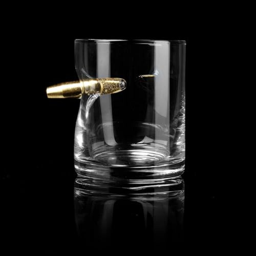 Bullet Shot in A Glass - Tasting Tumblers for Drinking Scotch Bourbon Whiskey Brandy - Whiskey Glass -Crystal Glass 300ml-