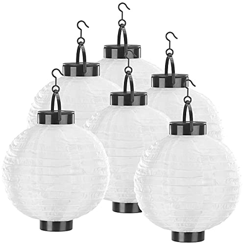 Lunartec Solar Lampion wetterfest: 6er-Set Solar-LED-Lampion, Dämmerungs-Sensor, IP44, warmweiß, 20 cm Ø (Garten wetterfest, warmweiß, Ball)