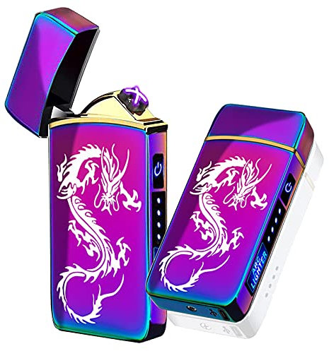 T3 Smart Electric Lighter - USB Rechargeable, Windproof, Flameless, Lightweight Plasma Lighter for Fire, BBQs, Fireworks, Candle, Camping - Outdoors Indoors (Ice Dragon Color)