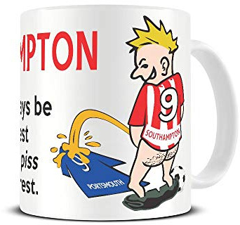 Wee On The Rival's Shirt | Football Fan Rivalry Mugs | Great Funny Gift for a Football Supporter Present Coffee Tea Mug Cup (Southampton V Portsmouth) WE24