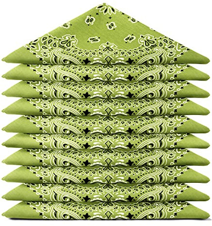 Karl Loven BANDANA 5 Stück Oliv - Paisley Mandala Muster - 100% Baumwolle TÜV geprüft - Dicker Stoff - 20 Exklusivfarben