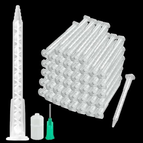 100 Pieces Epoxy Mixing Nozzle Static Mixer Nozzle Tubes Adhesive Cartridges Tips for 50 ml Resin Cartridge