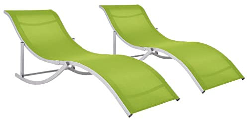 KOIECETA 2X Sonnenliege Klappbar Gartenliege Liegestuhl Liege Saunaliege Gartenmöbel Relaxliege Strandliege Lounge Freizeitliege Garten Aluminium Textilene (Grün)