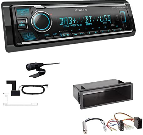 Kenwood KMM-BT508DAB 1-DIN Digital Media Receiver Autoradio DAB+ Bluetooth Amazon Alexa Einbauset passend für Volkswagen VW Lupo alle schwarz