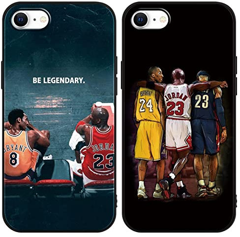 [2 Stück] Handyhülle für iPhone 8 iPhone 7 iPhone SE 2022/2020 Hülle 4,7, Basketball Legende 24 23 Player Star Cool Mode Muster Design Case Matt Weich Silikon Back Schutzhülle für iPhone 8 7