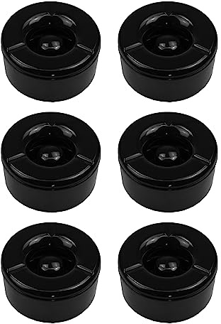 6 ceniceros con tapa extraíble de melamina, color negro, diámetro 11,5 cm