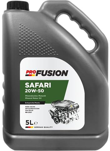 ProFusion Aceite 20W50 para Motores Gasolina y Diésel - Lubricante Mineral para Coche 5L