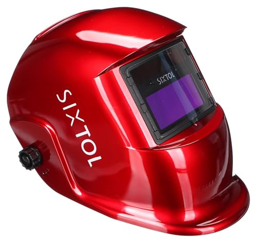 SIXTOL WELDING MASK 2 | Solar Automatisch verdunkelnd Schweißhelm | Schweißmaske | Schleif-Funktion | Breiter Schatten 4/9-13 Schweißhelm für TIG MIG ARC | Rot