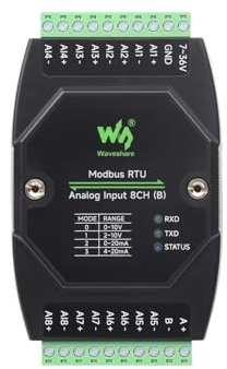 Waveshare Industrial 8-Ch Analog Acquisition Module, 12-Bit High-Precision, Supports Voltage and Current Acquisition, DC 7~36V Wide Voltage Power Supply, 8-ch Voltage Mode, 0~10V