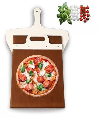 Cáscara de Pizza Deslizante, Paleta para Pizza de 12.0 in con Mango, Pala de Pizza Deslizante Antiadherente, Accesorios Esenciales de Cocina para Hornear Pan de Pizza