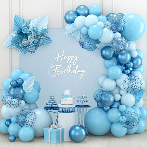 Luftballon Girlande Blau, 110 Stück Blau Ballon Girlande Set mit Konfetti Ballon für Geburtstag Party Dekoration, Babyparty, Willkommen Baby Junge, Taufe, Hochzeit, Abschlussfeiern