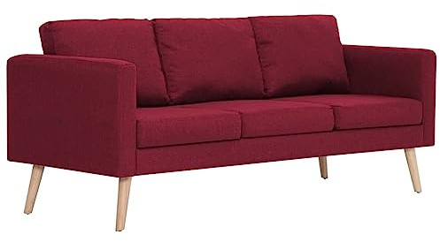 KTHLBRH 3-Sitzer-Sofa Stoff Weinrot Wohnzimmersofa Schlafzimmersofa Arbeitszimmersofa Büro-Sofa für Wohnzimmer, Schlafzimmer, Büro, Lounge