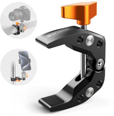 K&F CONCEPT MS15 Multifunctional Super Clamp with 1/4 Thread, Tripod Clamp Mount for Camera, Phone, LCD/DV Monitor, Fill lights, Crab-Shaped Clamp