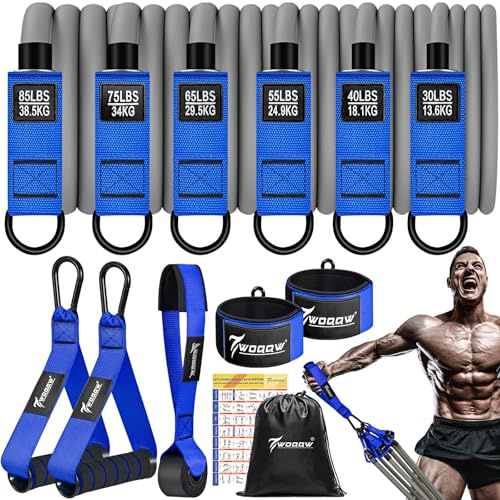 WOQQW Heavy Resistance Bands, 350lbs Resistance Bands Set for Men, Exercise Bands with Handles, Door Anchor, Ankle Straps, Workout Bands for Muscle and Strength Training - Home Gym Workout Equipment