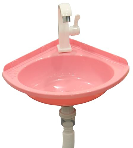 Lavabo In Plastica Colorata A Muro - Mini Lavamani Ad Angolo Per Camper, Giardino, Campeggio, Cantina