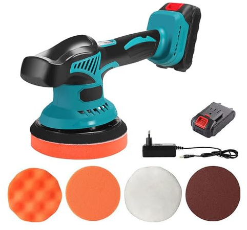 Generic Macchina di lucidatura dell'automobile senza fili,Macchina di lucidatura wireless 21V, Velocità regolabile, Lucidatura eccentrica del cerchio esterno, Macchina per ceratura dedicata, Macchina