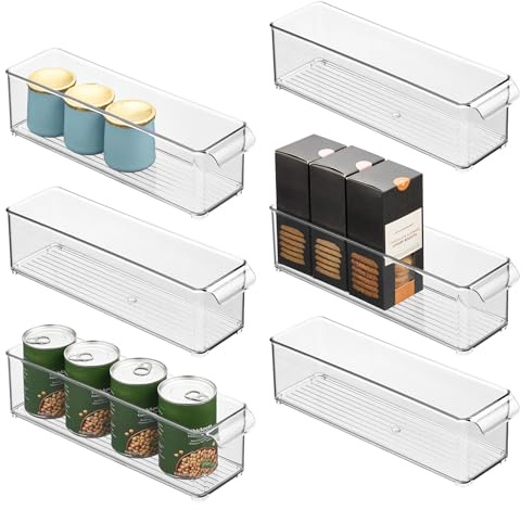 InterDesign iDesign Stapelbarer Kühlschrank-Aufbewahrungsbehälter mit Griff, Kühlschrank- und Gefrierschrank-Organizer, 6 Stück, transparent