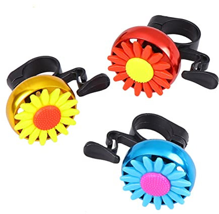 BESPORTBLE Campanello per Bicicletta 3 Pezzi in Lega di Alluminio Campana di Girasole Suono Forte, Installazione Facile, Colori Rosso Blu Oro, Adatto per Bici, Scooter e Mountain Bike